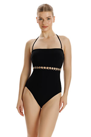 Zeki Licinia Siyah Aksesuar Detaylı Mayo