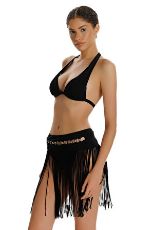 Zeki Püsküllü Siyah Pareo Etek