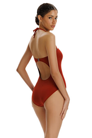 Zeki Eleonora Kırmızı Boyundan Bağlamalı Mayo