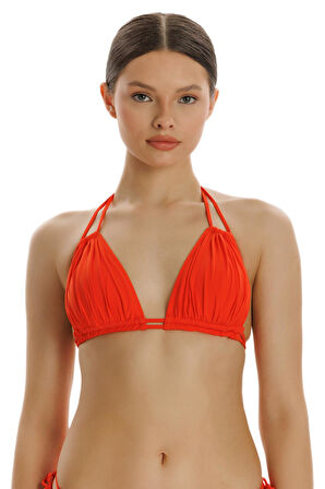 Zeki Turuncu Drapeli Bikini Üst