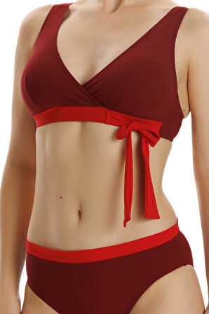 Zeki Bordo Üçgen Bikini Takımı
