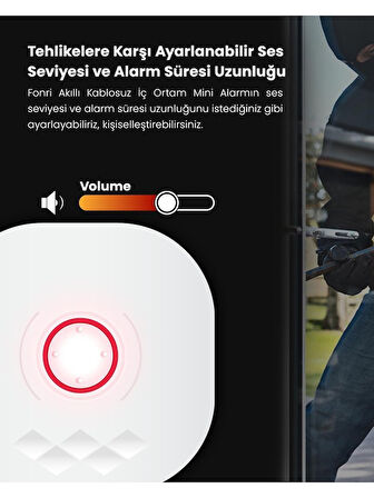 Fonri Akıllı Pratik Alarm Seti; Akıllı Alarm, 5 Adet Akıllı Kapı Pencere Sensörü, Kumanda, Yüksek Sesli