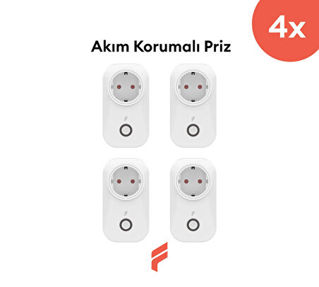 Akıllı Akım Korumalı Priz 4'lü Set (16 AMPER), Wifi, Uzaktan Kontrol, Enerji Tüketim Takibi
