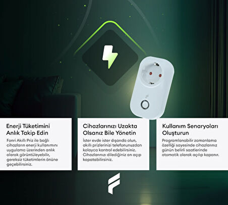 Akıllı Akım Korumalı Priz 4'lü Set (16 AMPER), Wifi, Uzaktan Kontrol, Enerji Tüketim Takibi