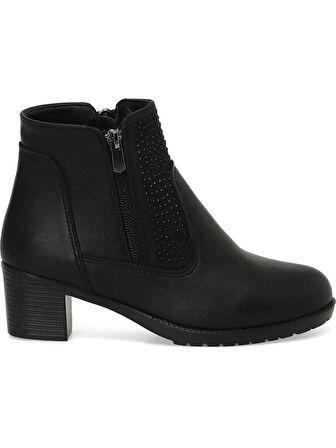 POLARİS 166686 4PR SİYAH ALÇAK TOPUK FERMUARLI TAŞLI BOT&ÇİZME