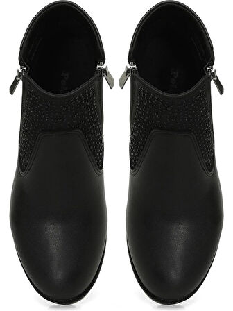 POLARİS 166686 4PR SİYAH ALÇAK TOPUK FERMUARLI TAŞLI BOT&ÇİZME