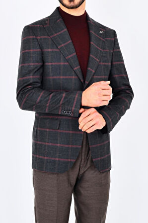Modern ve Şık Slim Fit Dar Kesim Yün Viskon Erkek Ceket