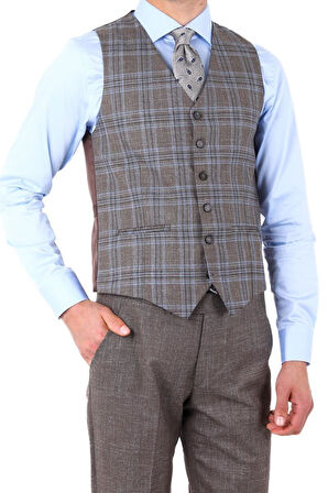 Modern ve Şık Yelekli Erkek Takım Elbise - Slim Fit Viskon Karışımlı