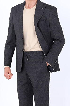 Kabartma Desenli Erkek Jogger Takım Elbise-KAW1804S