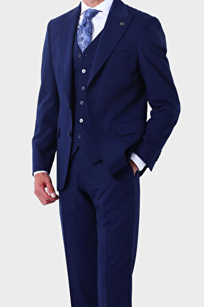Modern ve Zarif Yelekli Erkek Takım Elbise - Slim Fit Dört Mevsim