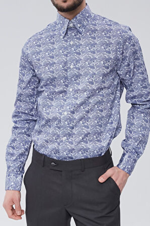 Modern Tasarım Slim Fit İğneli Yaka Erkek Gömlek-KAW4402S