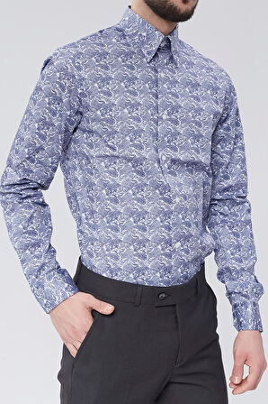 Modern Tasarım Slim Fit İğneli Yaka Erkek Gömlek-KAW4402S