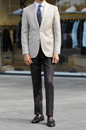 Şık Yünlü Erkek Slim Fit Ceket