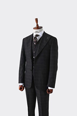 Modern Kesim Yelekli Erkek Takım Elbise - Slim Fit Şık ve Rahat