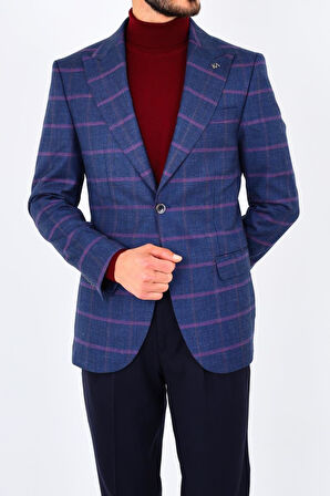 Modern ve Şık Slim Fit Dar Kesim Yün Viskon Erkek Ceket