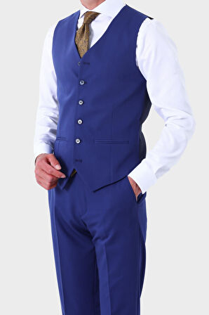 Modern ve Zarif Yelekli Erkek Takım Elbise - Slim Fit Dört Mevsim