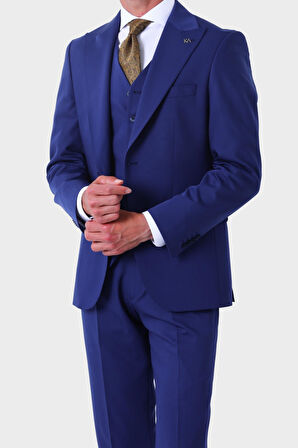 Modern ve Zarif Yelekli Erkek Takım Elbise - Slim Fit Dört Mevsim