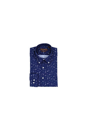 Dar Kesim Pamuklu Yaka Düğmeli Erkek Gömlek-KAW4629S