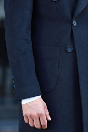 Erkek Kışlık Yünlü Kumaş Kruvaze Kaban-KAV7205W