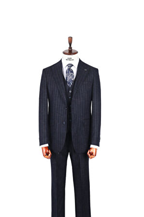 Şık ve Modern Yelekli Erkek Takım Elbise - Slim Fit Rahat