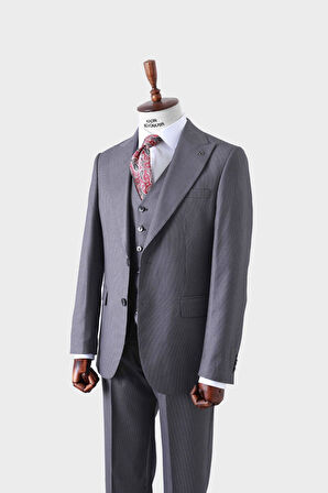 Slim Fit Yelekli Erkek Takım Elbise - Viskon Karışımlı Kumaş Şık ve Rahat