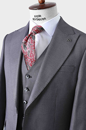 Slim Fit Yelekli Erkek Takım Elbise - Viskon Karışımlı Kumaş Şık ve Rahat