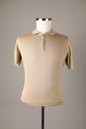 Fermuarlı Polo Yaka Kısa Kol Erkek T-Shirt