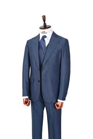 Şık ve Rahat Yelekli Erkek Takım Elbise - Slim Fit Viskon Karışımlı
