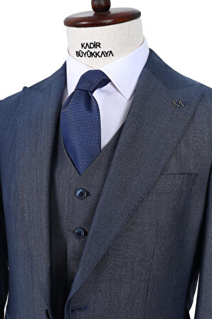 Şık ve Rahat Yelekli Erkek Takım Elbise - Slim Fit Viskon Karışımlı