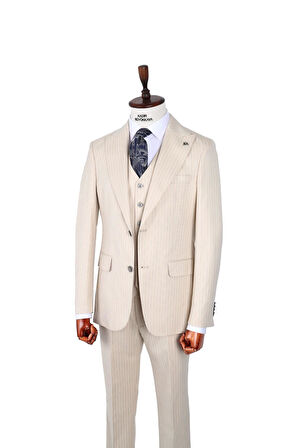Dört Mevsim Kullanılabilir Modern Yelekli Erkek Takım Elbise - Slim Fit