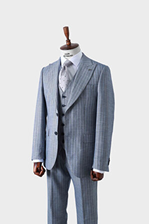 Şık ve Rahat Yelekli Erkek Takım Elbise - Slim Fit Dört Mevsim Kullanılabilir