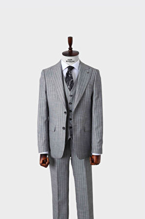 Şık ve Rahat Yelekli Erkek Takım Elbise - Slim Fit Dört Mevsim Kullanılabilir