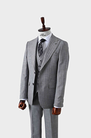 Şık ve Rahat Yelekli Erkek Takım Elbise - Slim Fit Dört Mevsim Kullanılabilir