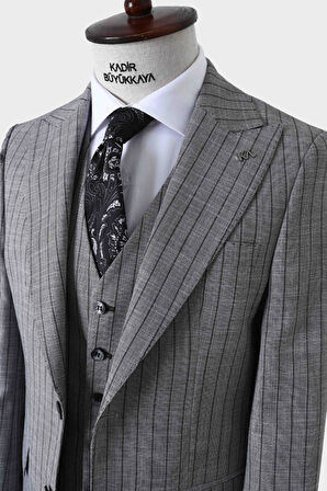Şık ve Rahat Yelekli Erkek Takım Elbise - Slim Fit Dört Mevsim Kullanılabilir