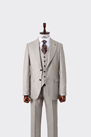 Şık ve Rahat Yelekli Erkek Takım Elbise - Slim Fit Dört Mevsim Kullanılabilir