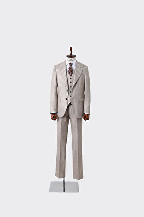 Şık ve Rahat Yelekli Erkek Takım Elbise - Slim Fit Dört Mevsim Kullanılabilir