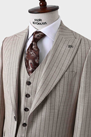 Şık ve Rahat Yelekli Erkek Takım Elbise - Slim Fit Dört Mevsim Kullanılabilir