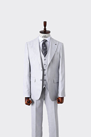 Şık ve Rahat Yelekli Erkek Takım Elbise - Slim Fit Dört Mevsim Kullanılabilir