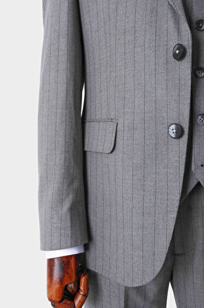 Modern Kesim Viskon Karışımlı Yelekli Erkek Takım Elbise - Slim Fit