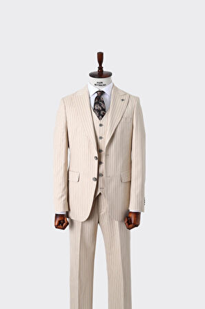 Slim Fit Yelekli Erkek Takım Elbise - Dört Mevsim Kullanılabilir Modern Kesim