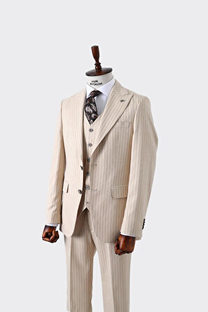 Slim Fit Yelekli Erkek Takım Elbise - Dört Mevsim Kullanılabilir Modern Kesim