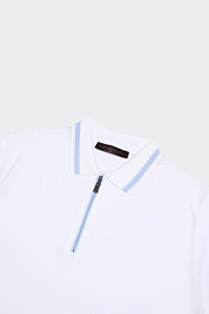 Fermuarlı Polo Yaka Kısa Kol Erkek T-Shirt