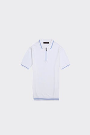 Fermuarlı Polo Yaka Kısa Kol Erkek T-Shirt