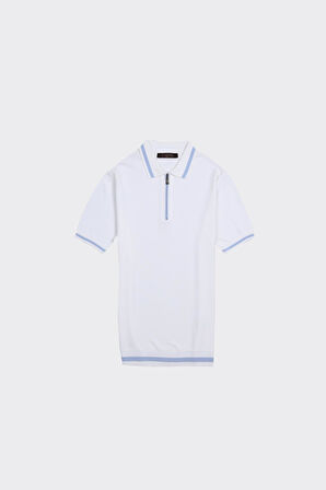 Fermuarlı Polo Yaka Kısa Kol Erkek T-Shirt