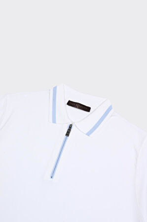 Fermuarlı Polo Yaka Kısa Kol Erkek T-Shirt