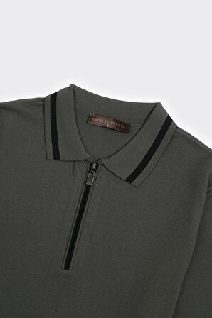 Fermuarlı Polo Yaka Kısa Kol Erkek T-Shirt