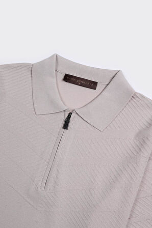 Fermuarlı Polo Yaka Kısa Kol Erkek T-Shirt