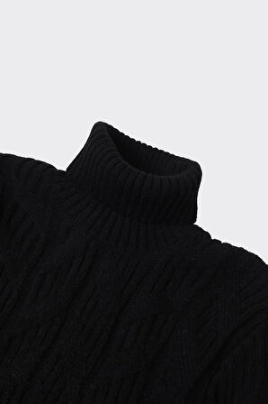 Tam Balıkçı Yaka Erkek Pamuklu Klasik Kazak