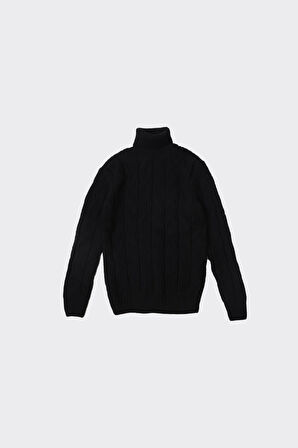 Tam Balıkçı Yaka Erkek Pamuklu Klasik Kazak