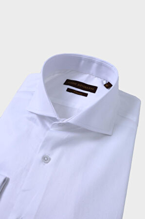 Slim Fit İtalyan Yaka Duble Manşet Pamuklu Erkek Gömlek - Kolay Ütülenebilir-KAW4029S